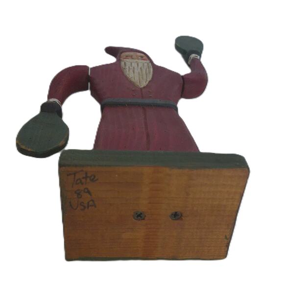 Vintage Randy Tate Wooden Paddle Santa Rustic Primitive Americana Signed - Picture 5 of 6